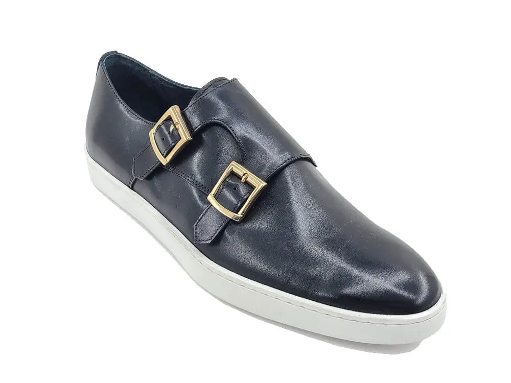 Men's Double Monk Strap Leather Sneaker – Smart Casual Hybrid