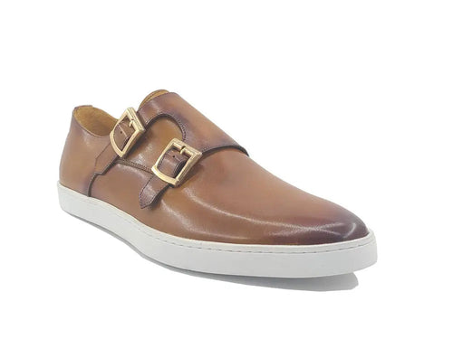 Men's Double Monk Strap Leather Sneaker – Smart Casual Hybrid