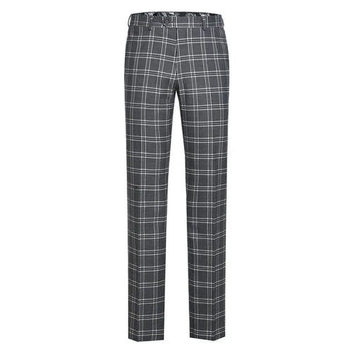 Stretch Performance Double Breasted Grey Plaid Slim Fit Suit