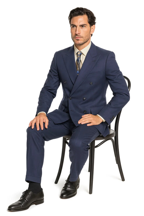 Double Breasted Suit in Blue