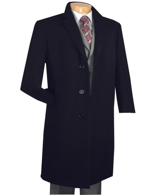 Mens Black Overcoat - Milan Collection - Wool and Cashmere Regular Fit Dress Black Top Coat