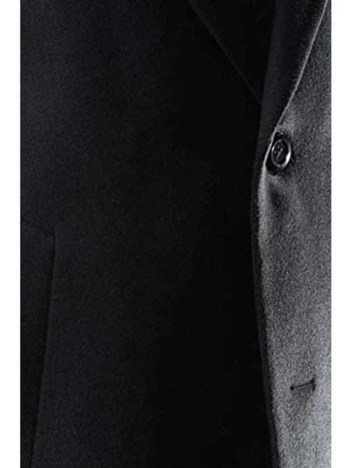 Mens Black Overcoat - Men's Caravelli Two Button 3/4 Length Black Long Men's Car Coat Dress Topcoat - Winter Coat