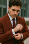 Men's Dress Coat Full Length Wool Dress Top Coat / Overcoat in Burgundy Overcoat