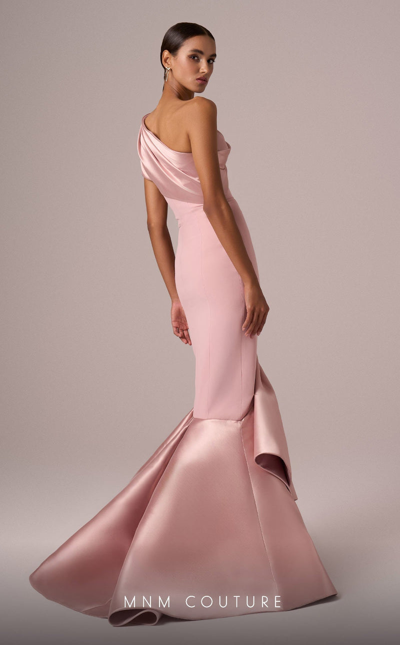 MNM Couture E0083 One-Shoulder Mermaid Gown in Pink