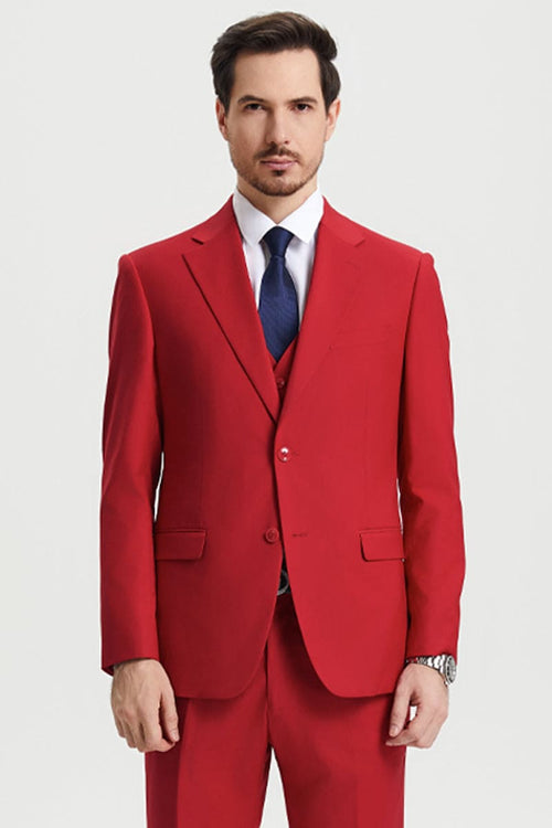 Mens Stacy Adams Suit - Stacy Adams Suit Men's Designer Suit - Two Button Vested in Red