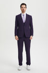 "Mens Stacy Adams Suit - Stacy Adams Suit Men's Designer Suit - Vested One Button Peak Lapel in Eggplant"