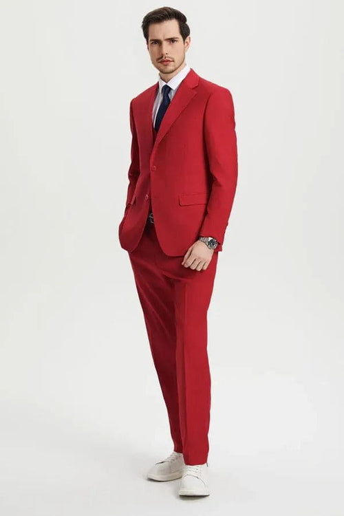 "Mens Stacy Adams Suit - Stacy Adams Suit Men's Designer Suit - Two Button Vested in Red"