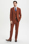 Men's Two Button Vested Stacy Adams Basic Designer Suit in Brown Rust