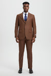 "Mens Stacy Adams Suit - Stacy Adams  Suit Men's Sharkskin Suit - Two Button Vested in Cognac"