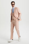 Mens Stacy Adams Suit - Stacy Adams Suit Men's Designer Suit - Beige, Vested One Button Peak Lapel