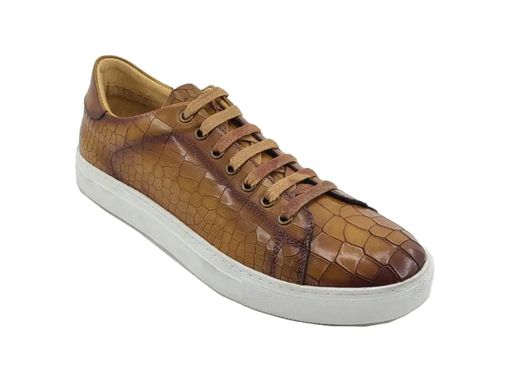 Men’s Embossed Leather Casual Fashion Sneaker