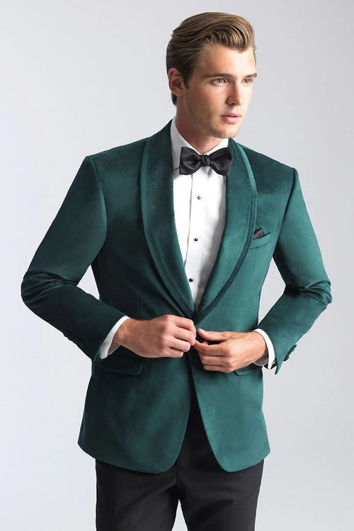 Velvet Blazer - Mens Blazer - Dinner Jacket 'Venice' Emerald Green Velvet Dinner Jacket - Separates