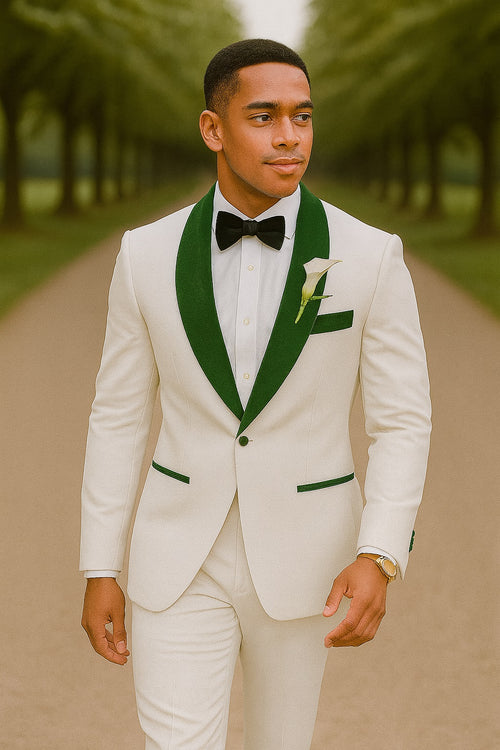 groom-suit-with-green-lapel-and-boutonniere