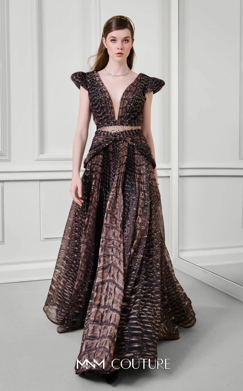 Fouad Sarkis F02922 Sleeveless V-Neck Open Back Gown