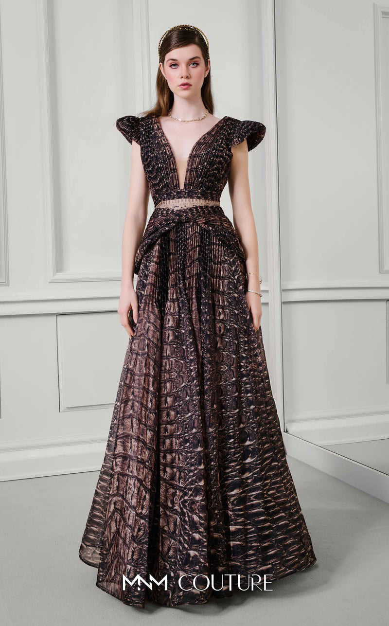 Fouad Sarkis F02922 Sleeveless V-Neck Open Back Gown