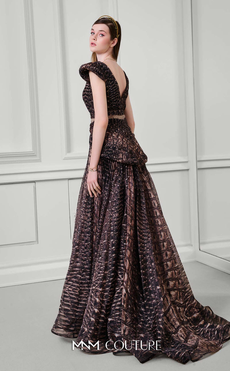 Fouad Sarkis F02922 Sleeveless V-Neck Open Back Gown