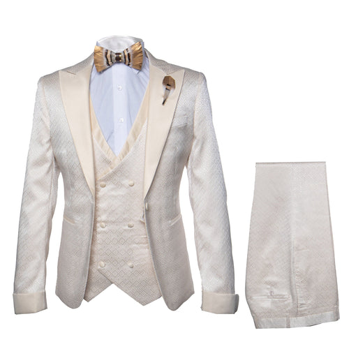 Rossi Man FORD RM1913 รขโฌโ Slim Fit 3-Piece Suit for Men in Off-White | Classic Style for Formal Occasions