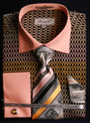 "Men's Black & Gold Arch Pattern French Cuff Shirt & Tie Combo"