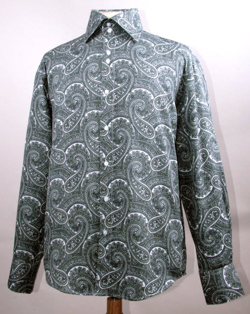"Paisley Pattern Men's Regular Fit Sports Shirt - Black"