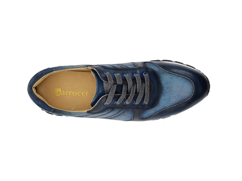 Carrucci Fashion Sneaker Calfskin with Canvas inlaid