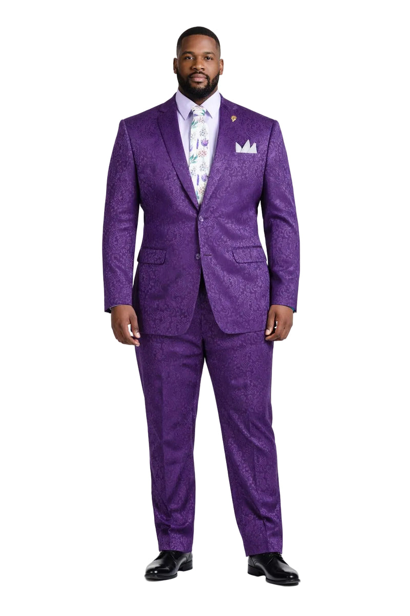 Mens Paisley Pattern Prom Suit – Grape Purple Slim Fit Formal Style
