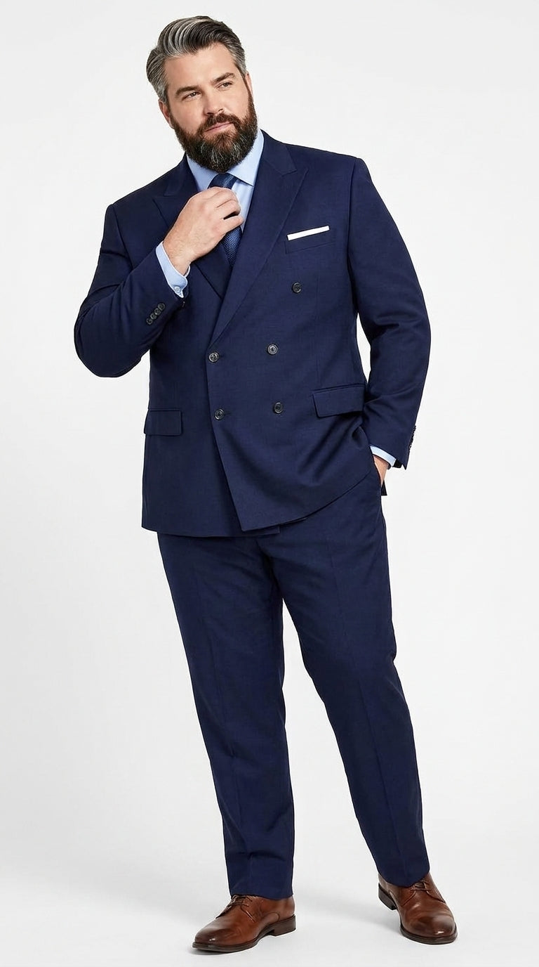 Tiglio Men’s Solid Wool Double Breasted Suit, Classic Fit Business Wedding Formal Suit