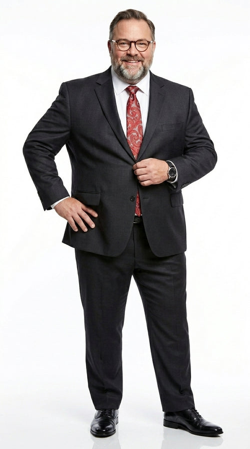 Men’s Black Extra Long Suit, Classic Formal Wedding Business Dress Suit Set