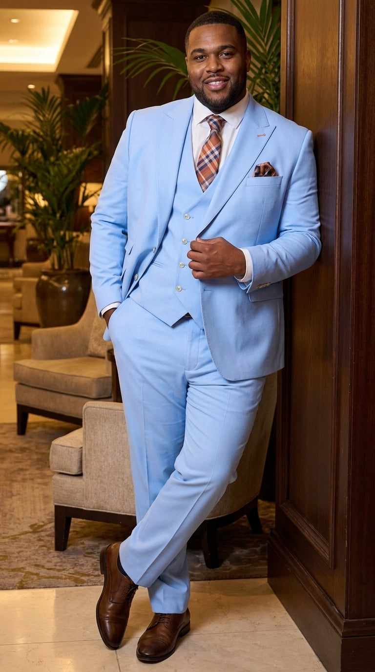Statement Men’s 3 Piece 100% Wool Fashion Suit, Bold Color Modern Fit Wedding Business Suit
