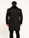 Men’s Black Double-Breasted Overcoat with Faux Fur Collar and Gold Buttons