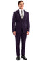 "Eggplant Men's Wedding & Prom 2026 Suit - One Button, Peak Lapel, Skinny Fit with Lowcut Vest"