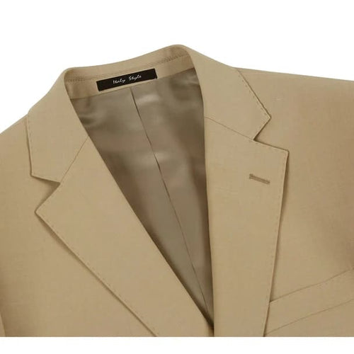 Renoir Clothing - Renoir Suit - Renoir Fashion - Super 140s Wool Two Button Slim Fit Tan Renoir Suit
