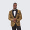 Gold Suit For Prom - Gold Blazer + Matching Pants + Gold Tuxedo with Floral Design Four Piece Set - Wedding - Prom