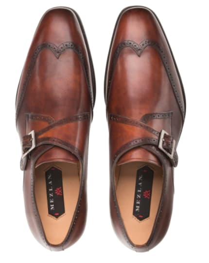 Forest Cognac Wing Tip Oxford Shoes for Men by Mezlan – Hand-Burnished Calfskin, Made in Spain