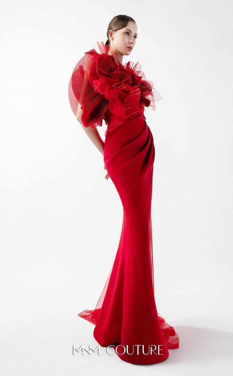MNM Couture Gaby Charbachy G2001 Red Sleeveless Open Back Gown