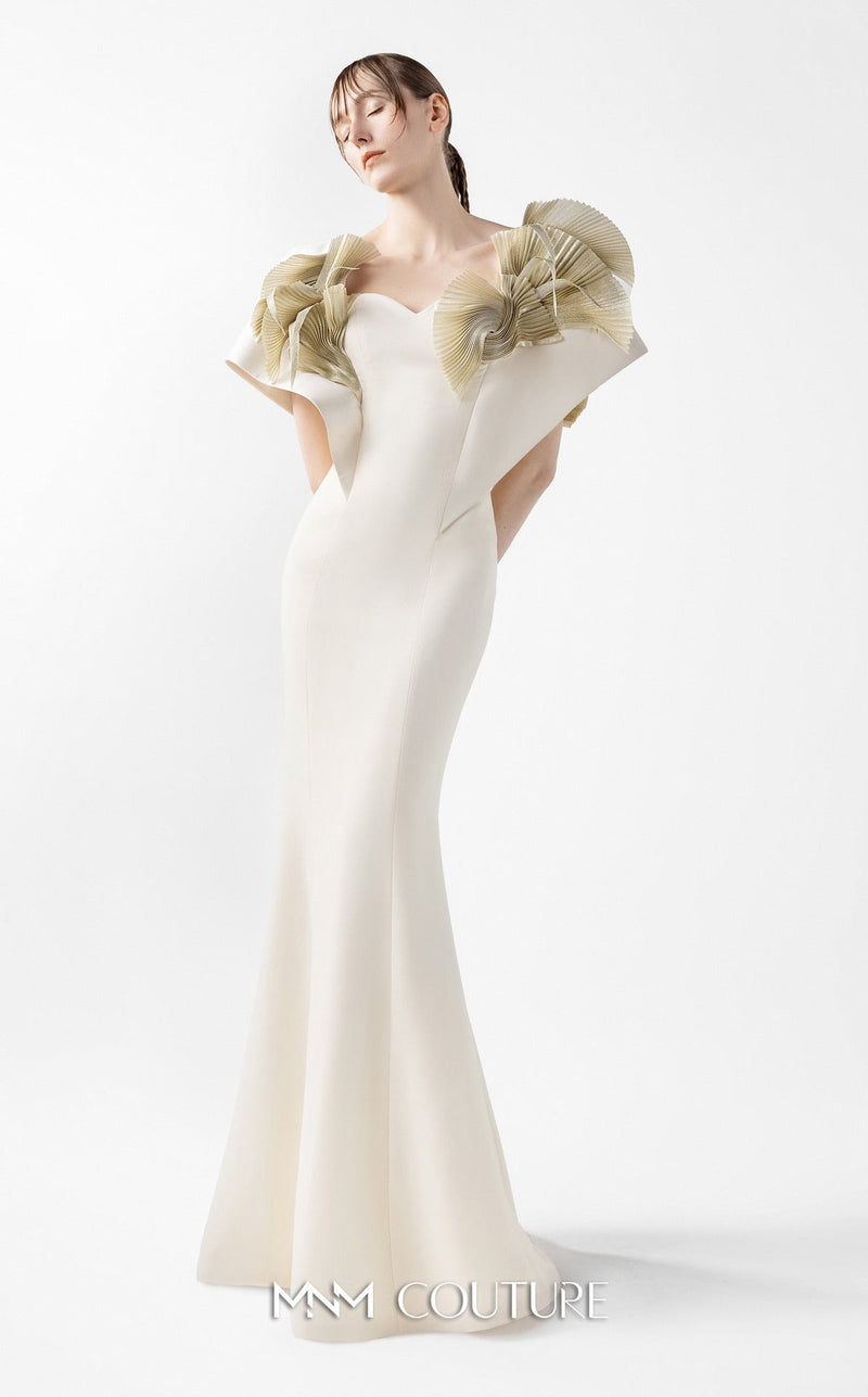 Gaby Charbachy G2005 Sculptural Mermaid Evening Gown in Cream