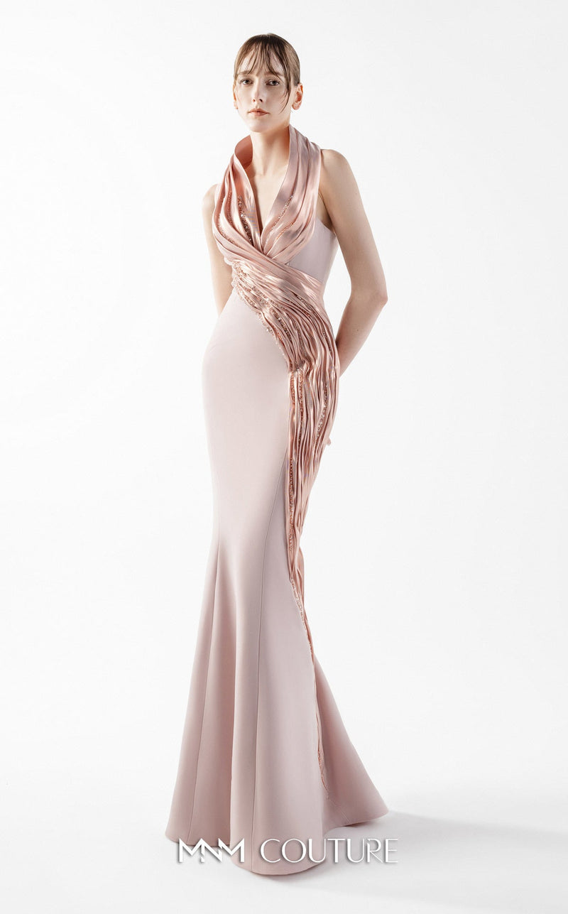 Gaby Charbachy G2012 Powder Halter Open Back Couture Gown by MNM Couture