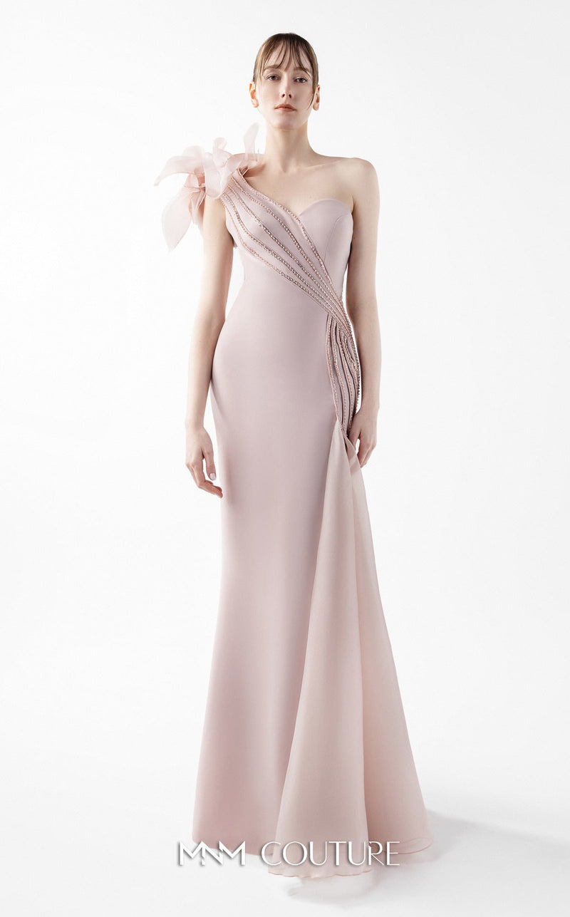 Gaby Charbachy G2026 One-Shoulder Open Back Couture Gown in Pink
