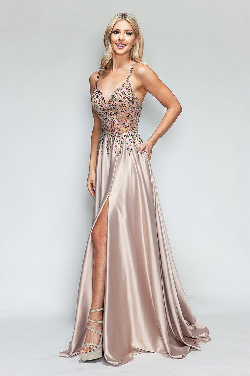 Prom Dress V-Neck Spaghetti Strap A-Line Formal Gown By Lenovia 8331-New Collection