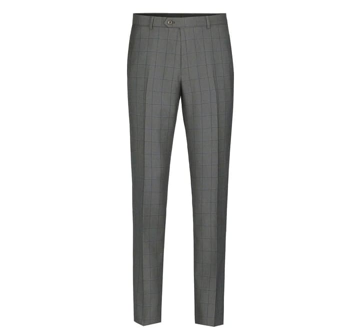 Mens Plaid Suit - Patterned Business Suit - Mens Two Button Classic Fit Two Piece Suit In Grey Windowpane Plaid