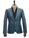 Mens 1 Button Slim Fit Leather Suit Blue