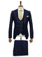 Giovanni Testi Navy Blue 3 Piece Suit – Slim Fit 1 Button Peak Lapel with Double Breasted Vest