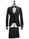 Mens Giovanni Testi Black Slim Fit 3 Piece Suit – One Button Peak Lapel, Double Breasted Vest, Modern Center Vent