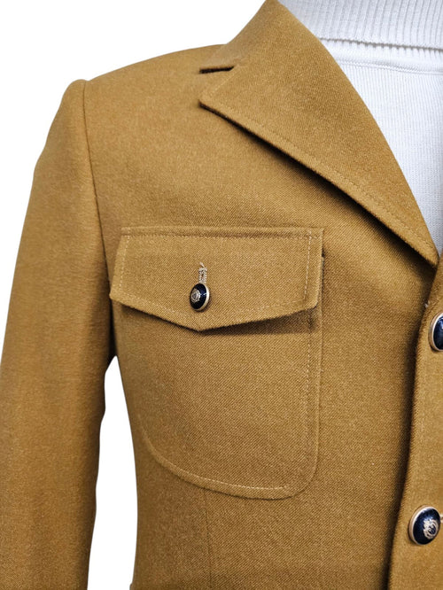 Mens Giovanni Testi Slim Fit 2 Piece Suit Mustard – 4 Button Notch Lapel & Flap Pockets