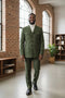 Mens Giovanni Testi Slim Fit Green Suit – 2 Piece 4 Button Formal Suit with Notch Lapel