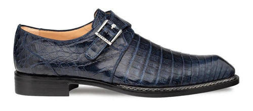 Mezlan Men's Gator Side Buckle Shoes Blue Gigolo
