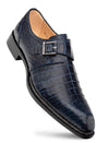 Mezlan Men's Gator Side Buckle Shoes Blue Gigolo