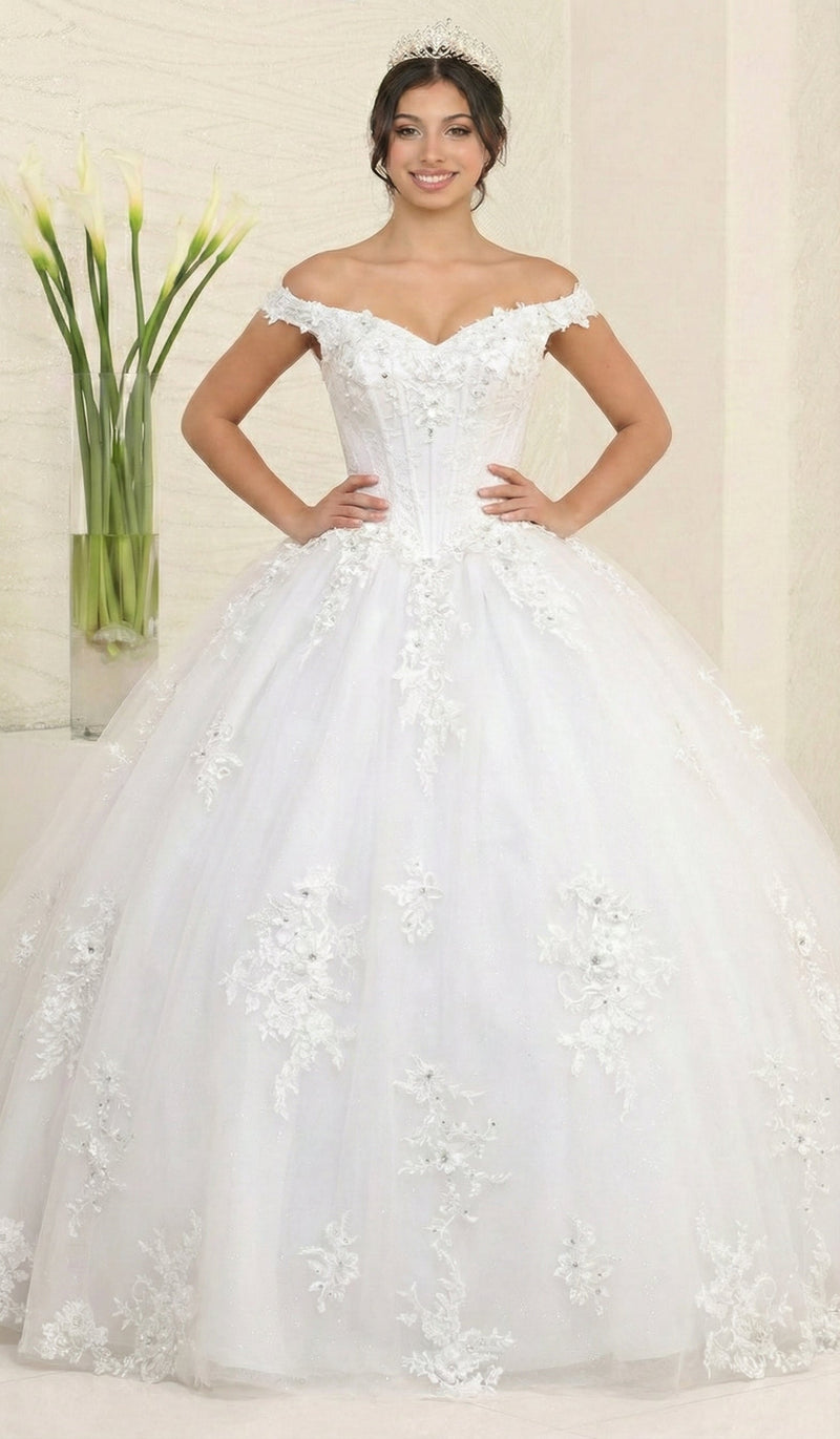 Layla K LK260 Floral Glitter Quinceanera Off-Shoulder Sweet 16 Ball Gown