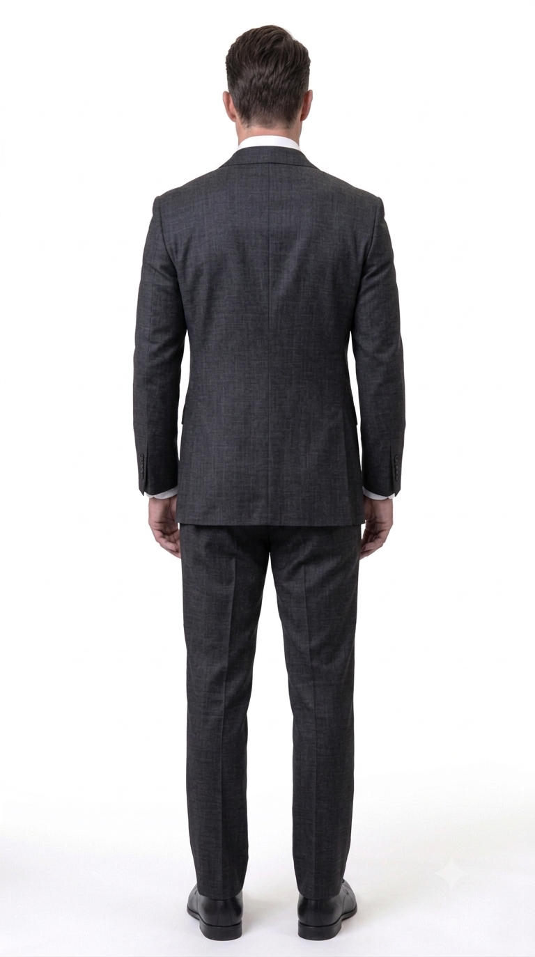 Statement Men's Modern Fit 2 Piece 100% Super 200 Wool Suit Peak Lapel in Black - image 3