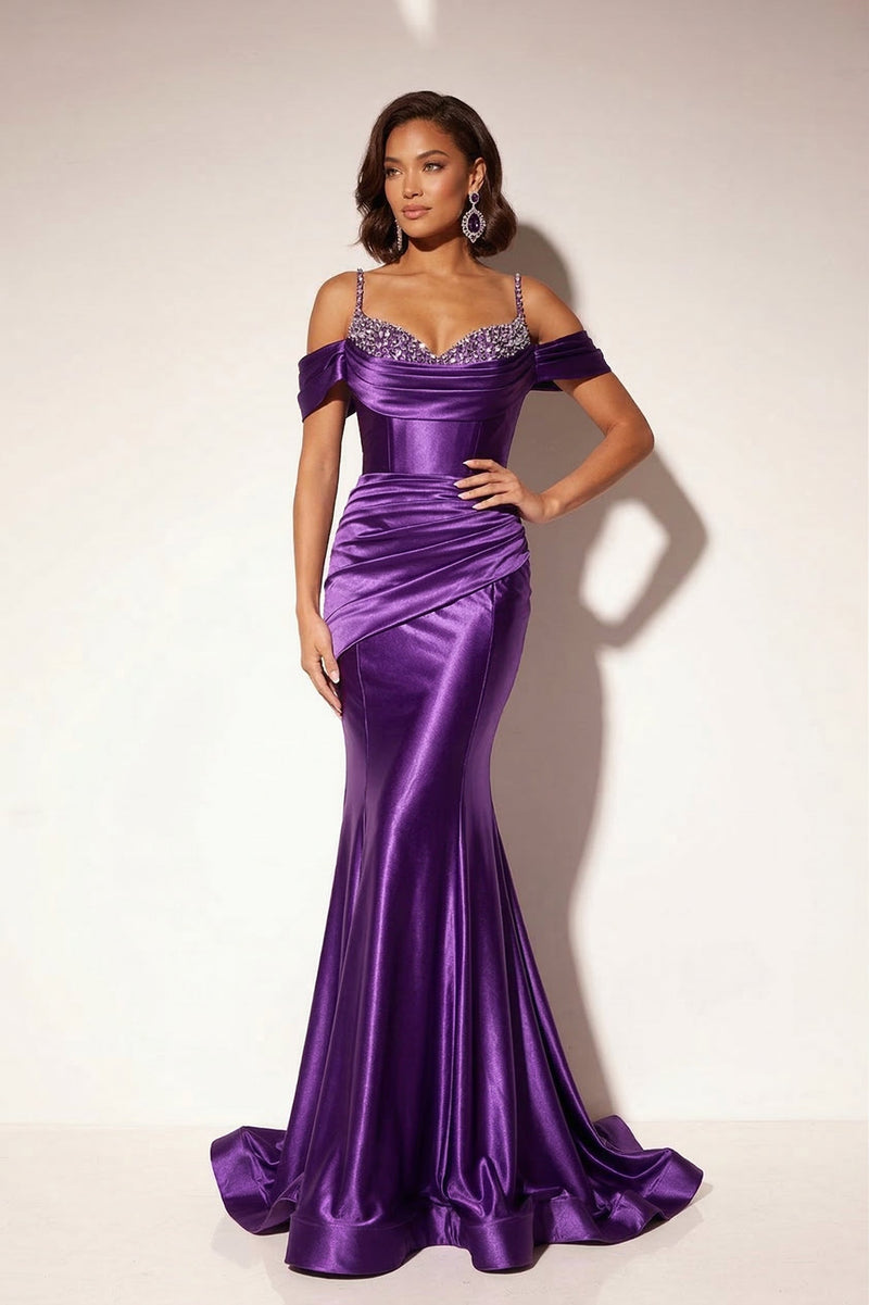 Satin Off Shoulder Mermaid Dress by Lucci Lu 1313