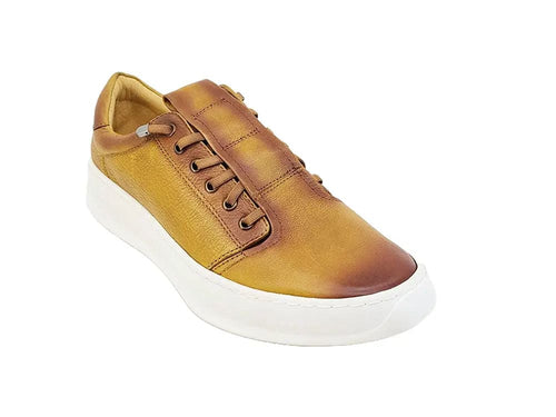 Mens Genuine Calfskin Leather Slip-On Sneakers